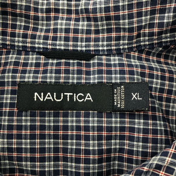 Nautica Blue & Red Short Sleeve Button Down Shirt - Picture 4 of 6